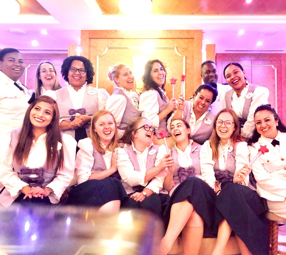 Fairy Godmothers smiling in Bibbidi Bobbidi Boutique on a disney cruise ship