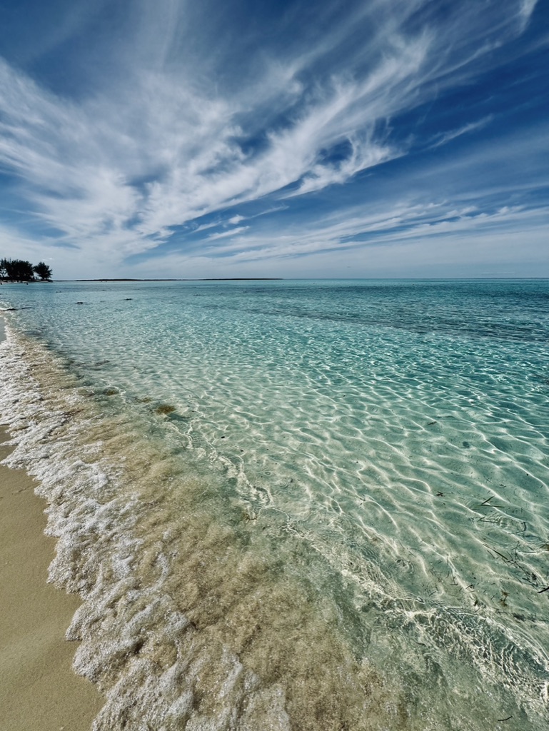 Beautiful crystal clear bahamian ocean at Disney Castaway Cay.