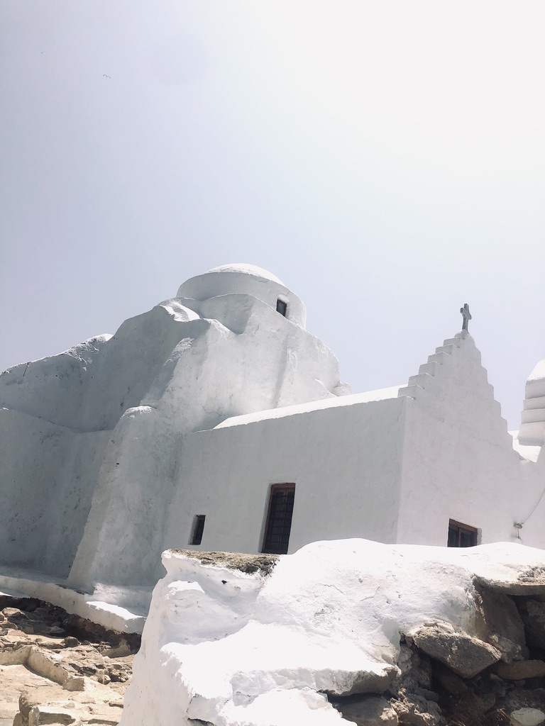 White church in Mykonos, Greece