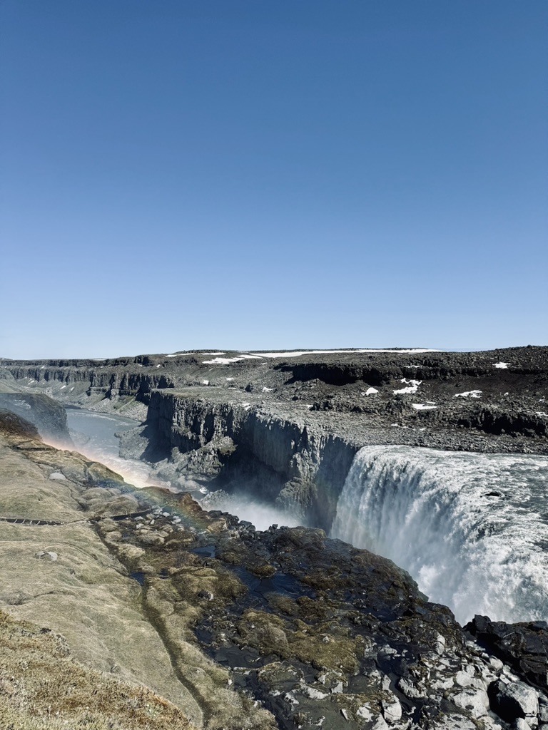 Flowing waterfall into canyon at Dettifoss waterfall, Iceland