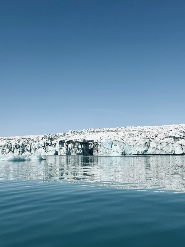 Glacier meeting the water at Jökulsárlón Glacier Lagoon, Iceland