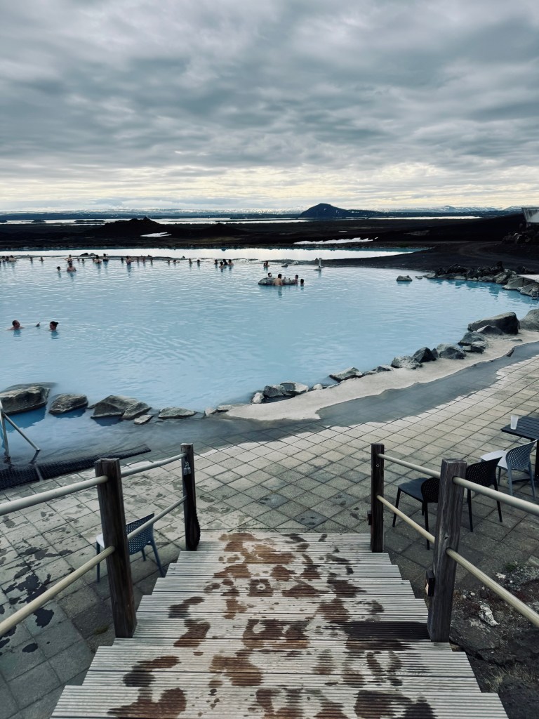 Myvatn Nature Baths at sunset in North Iceland
