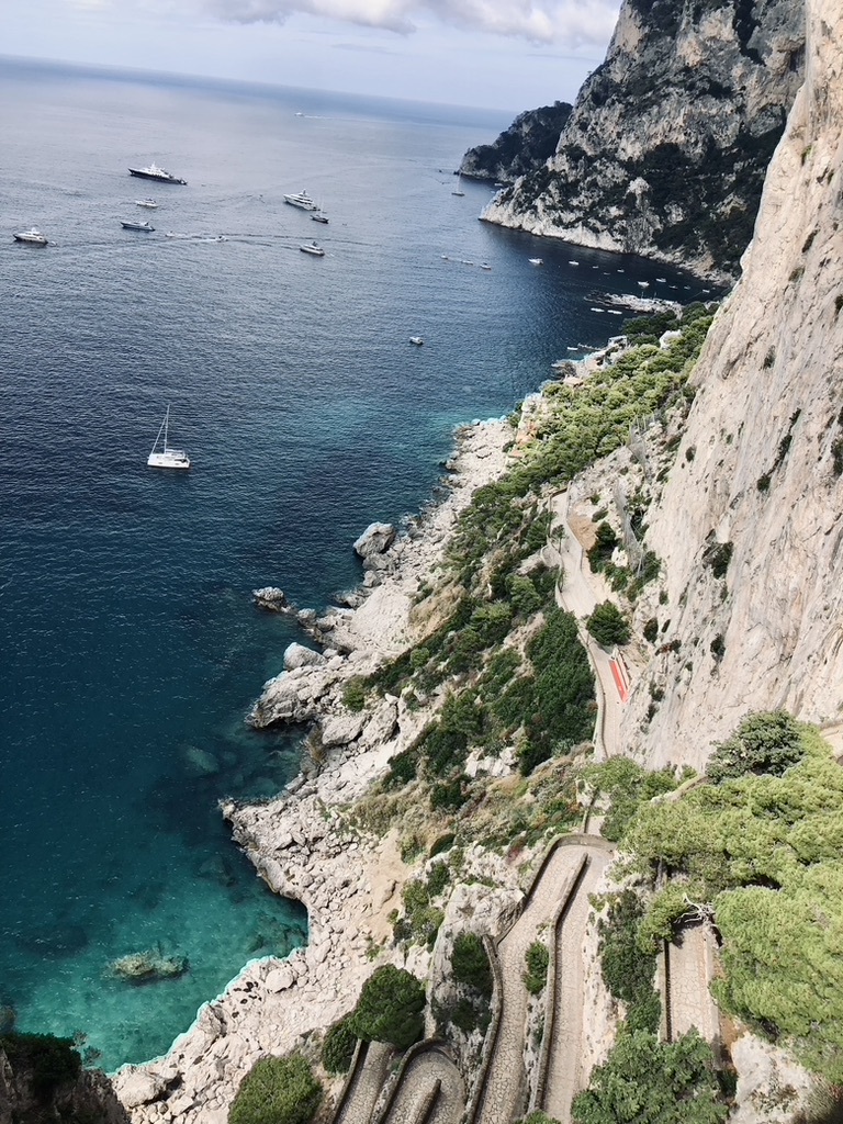 View of cliffs and ocean in Capri, Italy