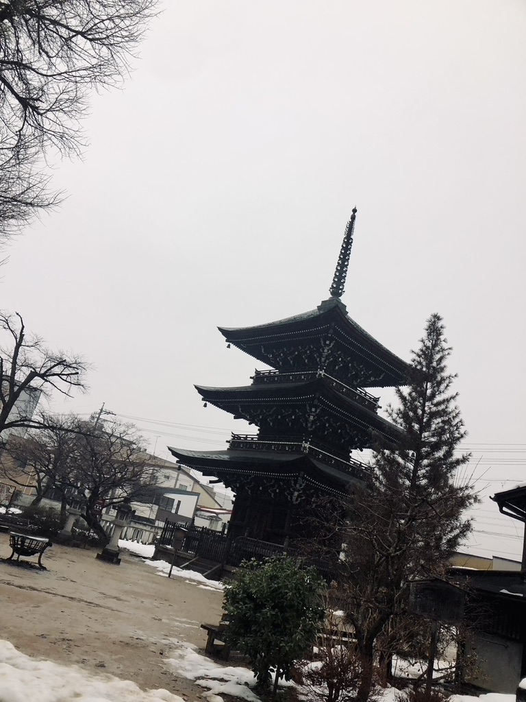 Hida Kokubun-ji Temple in Takayama, Japan on a snowy day