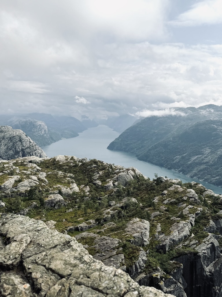 Incredible view of fjords from the top of Pulpit Rock, Norway