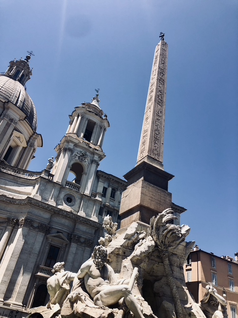 Pointed statue at Piazza Navona, Rome Italy