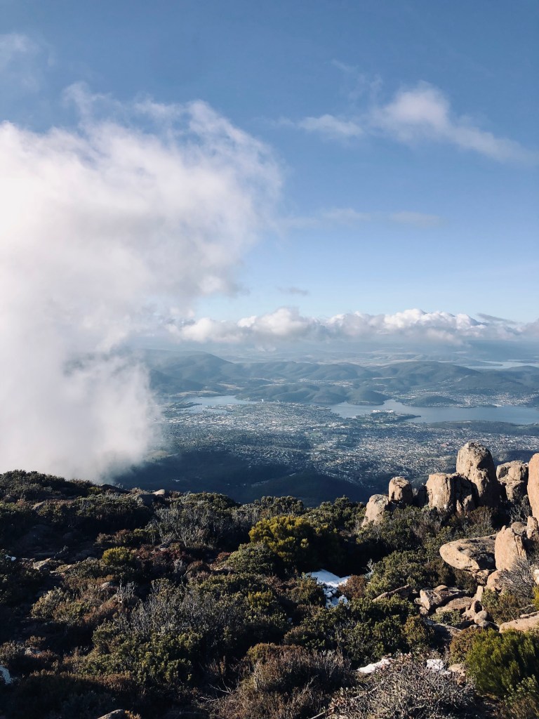 View from the top of Mt Wellington in Hobart, Tasmania