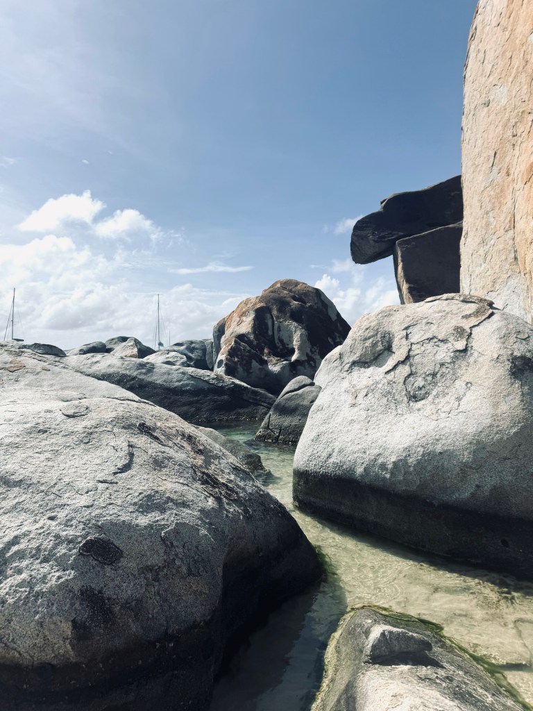 Giant rocks with water at the base at The Baths Virgin Gorda