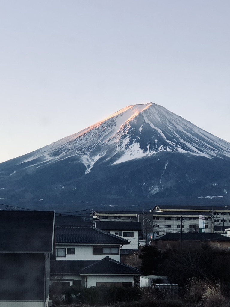 Clear view of Mt Fuji at dusk from kawaguchiko, Japan