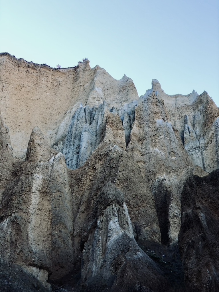 Unusual rock formations at Clay Cliffs, New Zealand