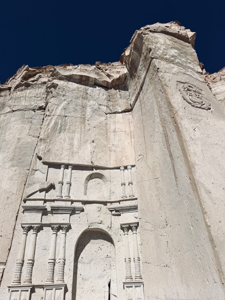 Carvings into stone at Ruta del Sillar in Arequipa, Peru