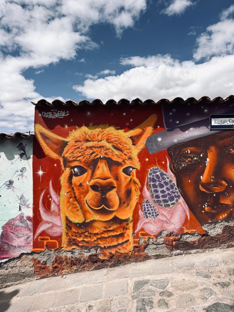 Street art of llama in Cusco, Peru