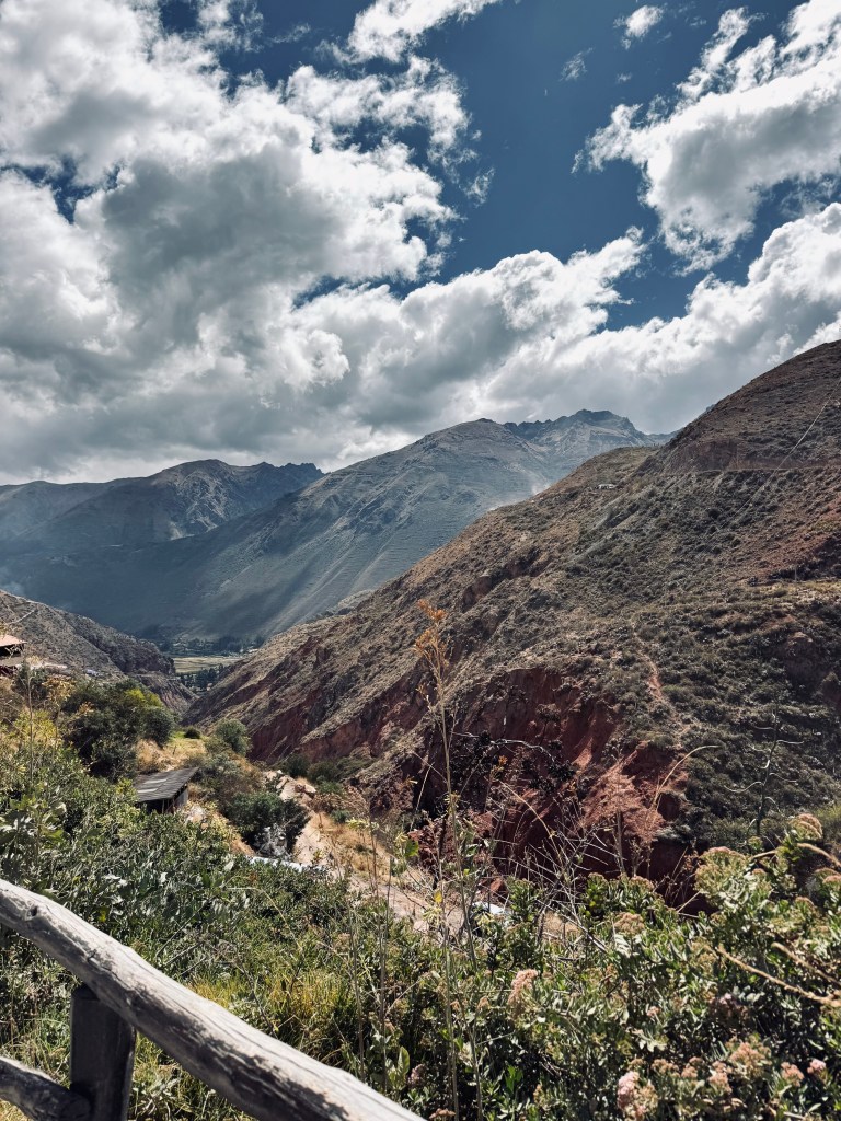 View of the Andes Mountains on the way to Maras Salt Mines, Peru