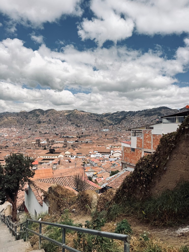 Terracotta colored buildings in city of Cusco, Peru