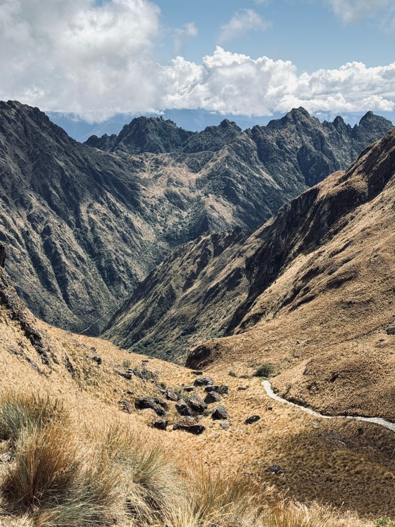 View of the Andes mountains on day two of the Inca Trail in Peru
