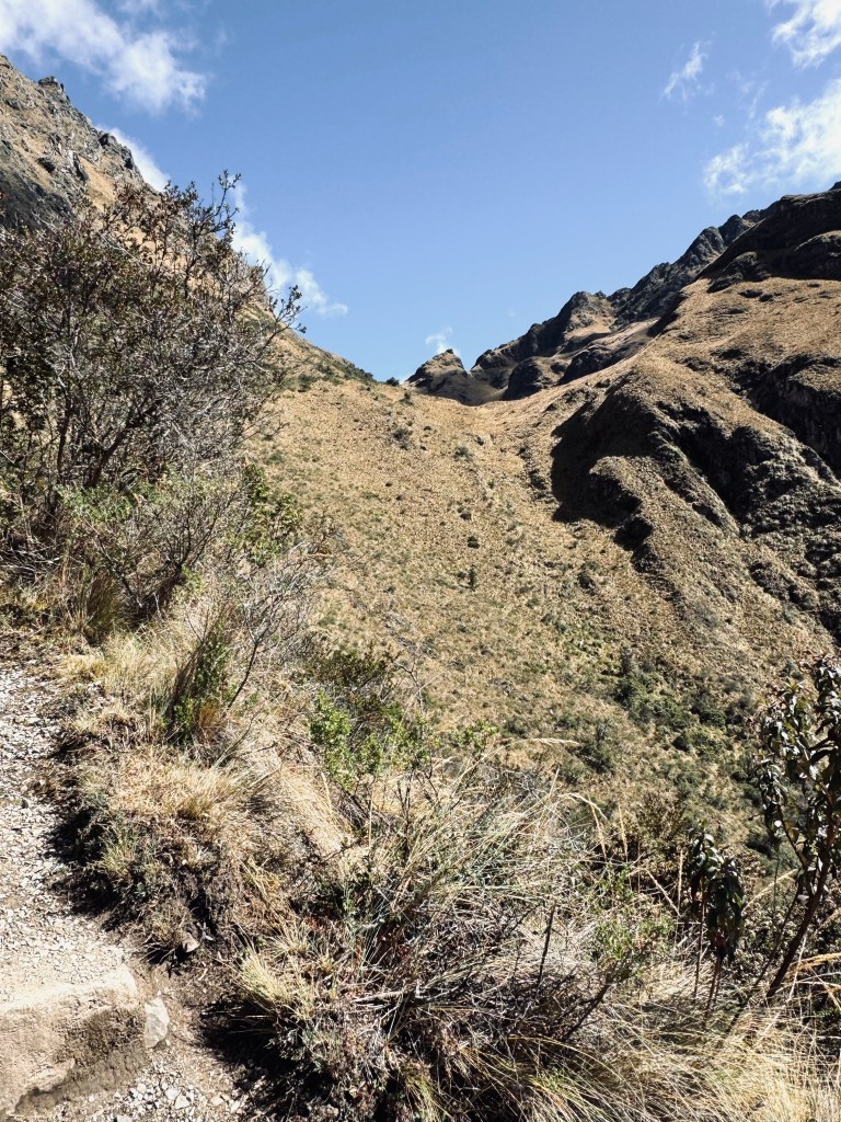 View of Dead Womans Pass on the Inca Trail in Peru