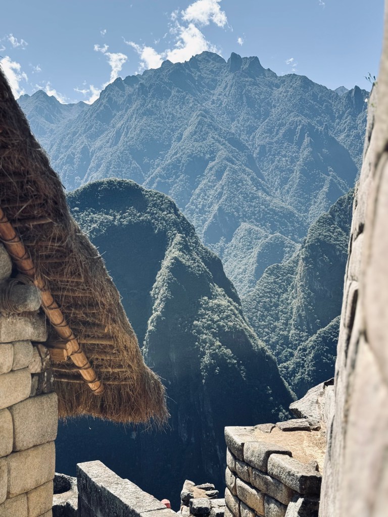 View of mountains around Machu Picchu city on the Inca Trail in Peru