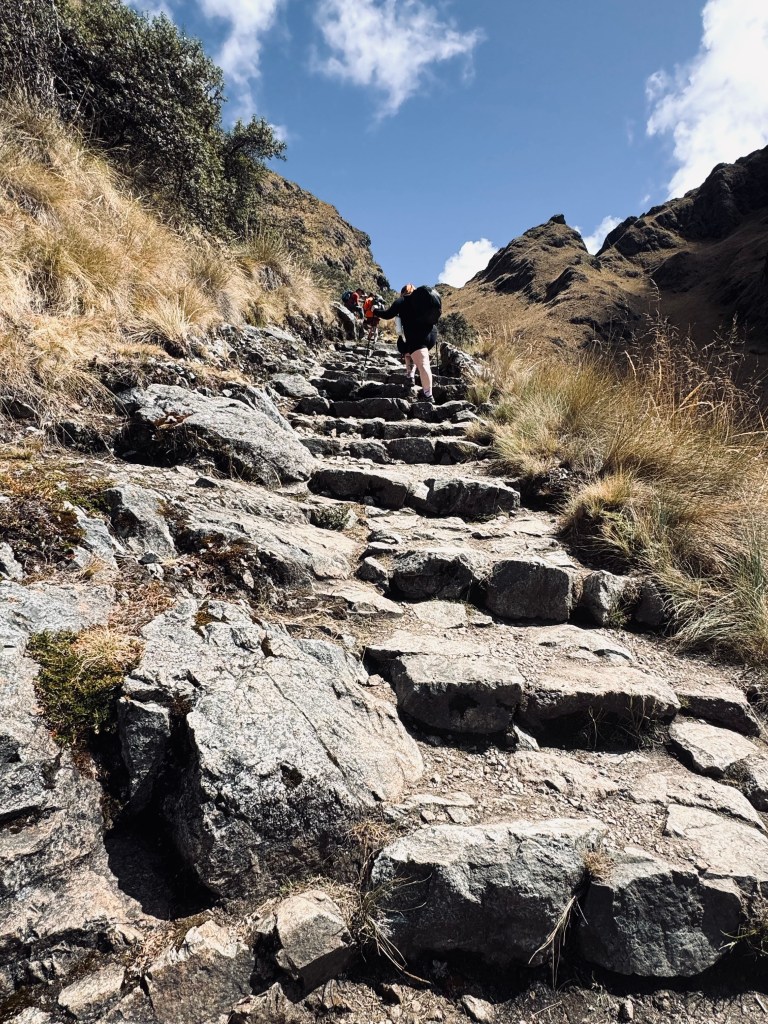 Steep stone steps on day two of the Inca Trail in Peru