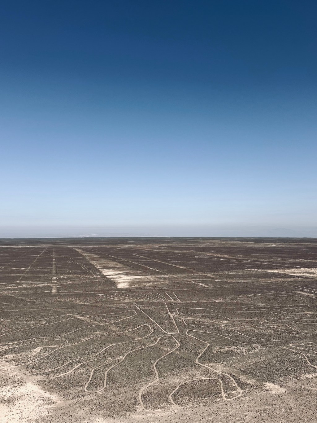Nazca Lines from lookout tower in Nazca, Peru