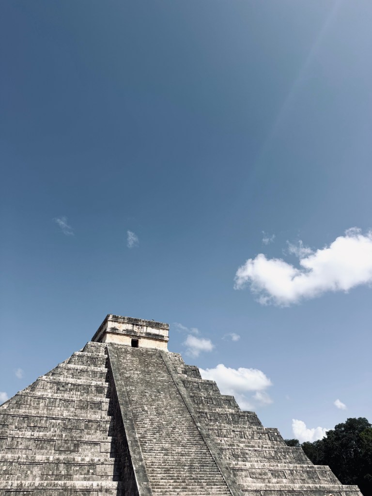 Pyramid of Chichen Itza, Mexico on a sunny day