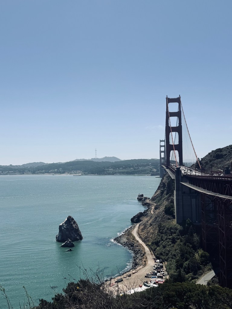 View of Golden Gate Bridge on a sunny, clear day in San Fransisco, USA
