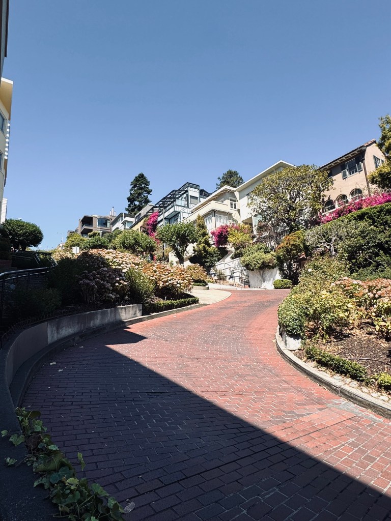 Lombard Street with flowers in San Fransisco, USA