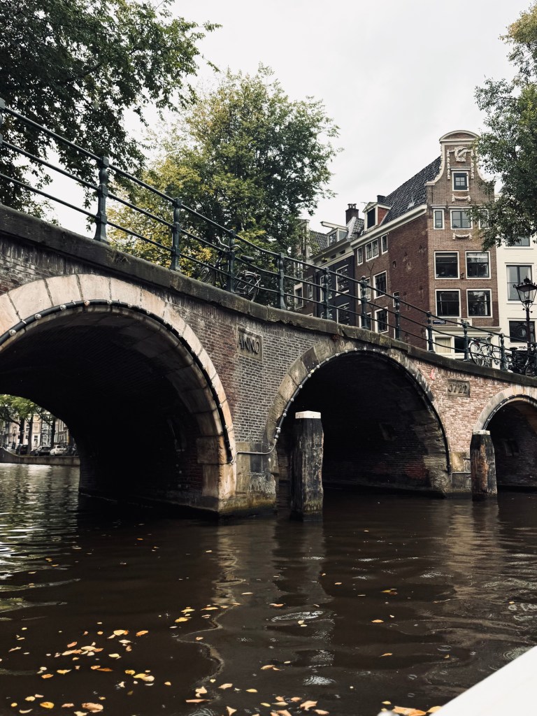 Bridge on a canal cruise in Amsterdam, The Netherlands