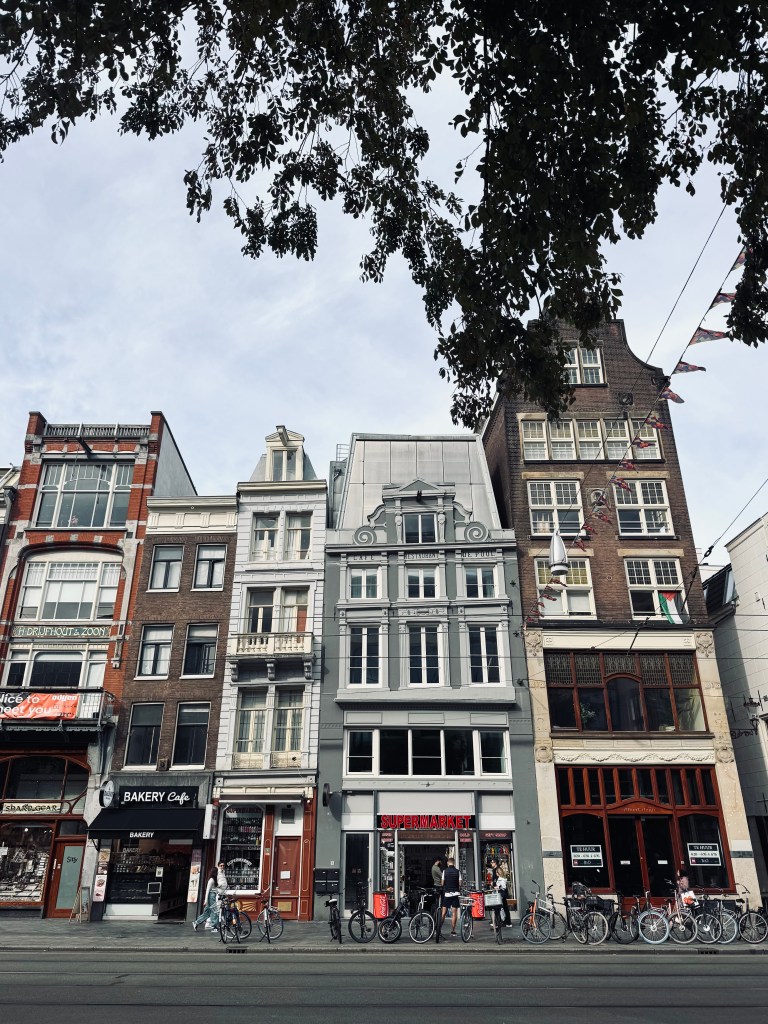 Cute European buildings in Amsterdam, The Netherlands