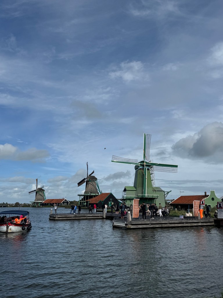 Windmills in Zaanse Schans in Amsterdam, The Netherlands
