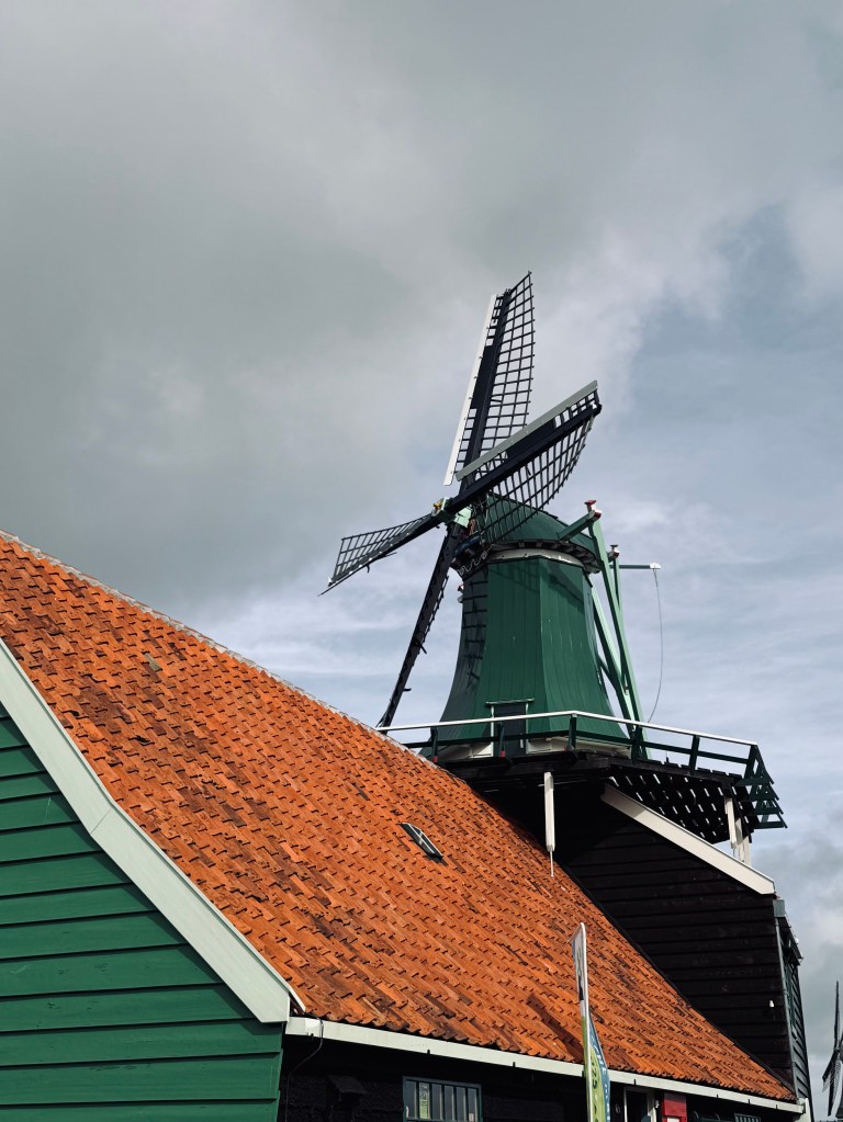 Windmills in Zaanse Schans in Amsterdam, The Netherlands