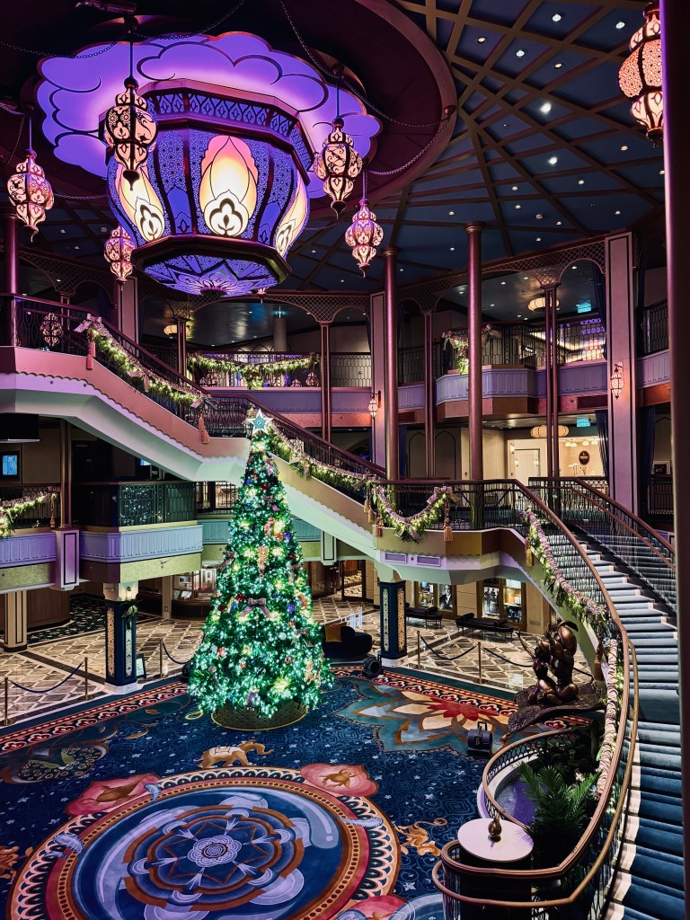 Disney Treasure grand hall with christmas tree
