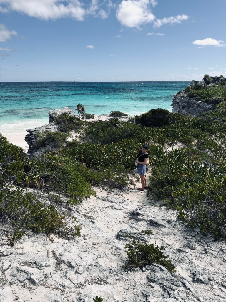 Cliffs on a walking trail at Lookout Cay at Lighthouse Point on a Disney Cruise in the Bahamas