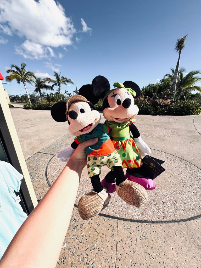 Mickey and Minnie plush merchandise at Disney Lookout Cay at Lighthouse point in the Bahamas