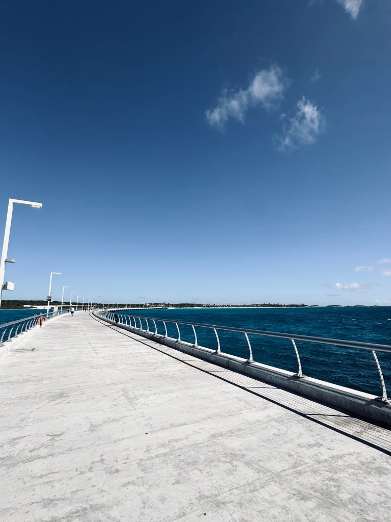 Pier walkway at Lookout Cay at Lighthouse Point on a Disney Cruise in the Bahamas