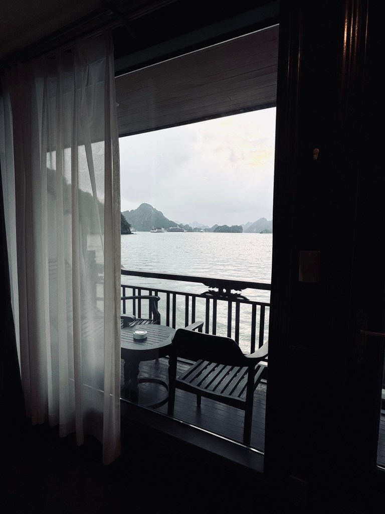 Balcony on a Halong Bay cruise, Vietnam