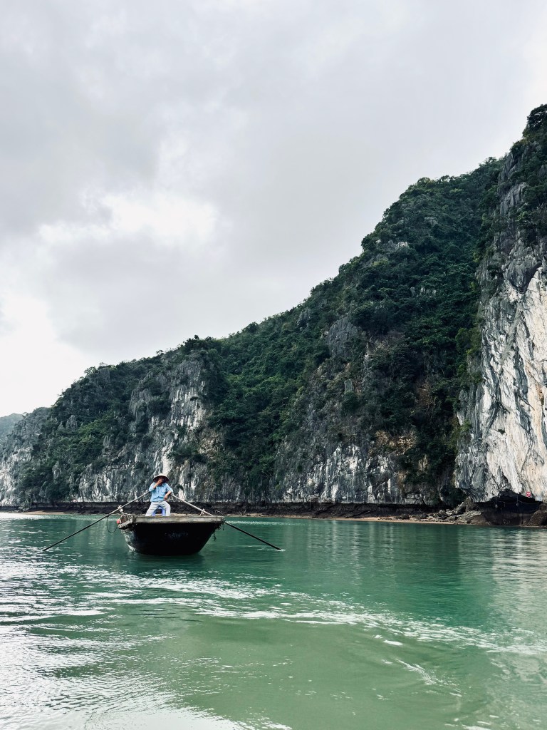 Bamboo boat on a Halong Bay cruise, Vietnam