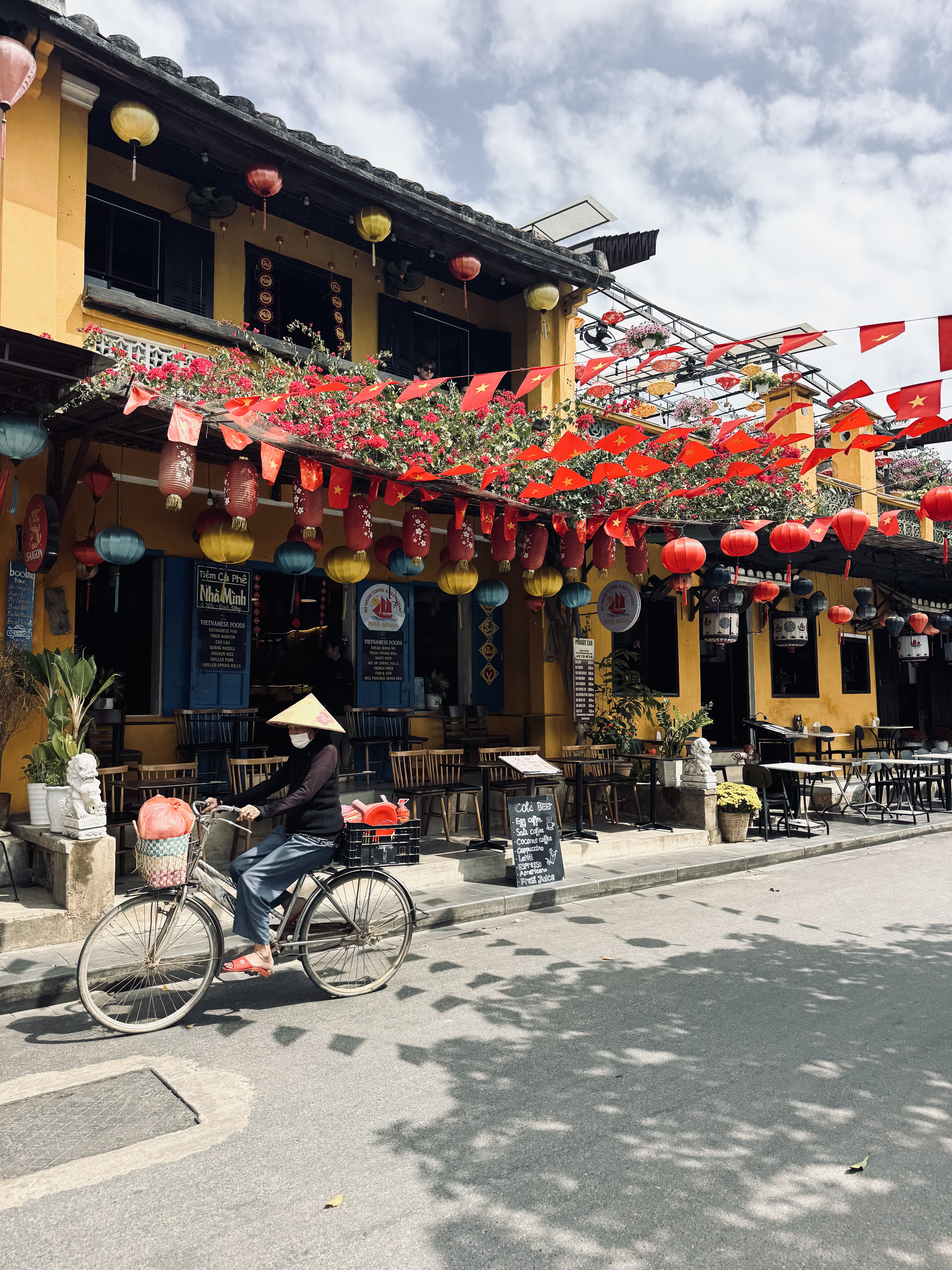 Flags on streets in Ancient Town of Hoi An, Vietnam