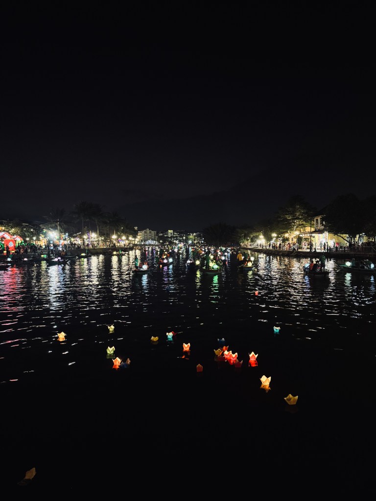 Lanterns on the river at night in Ancient Town of Hoi An, Vietnam