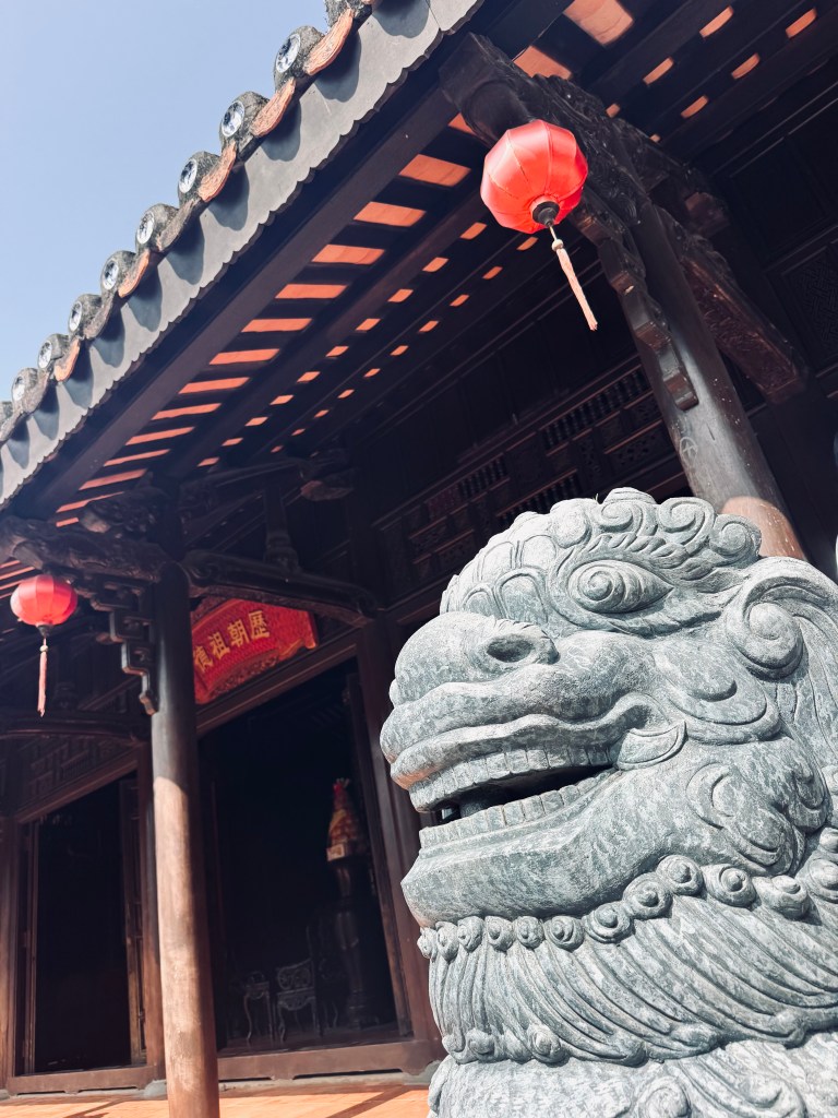 Temple with stone dragon statue at Marble Mountain in Da Nang, Vietnam