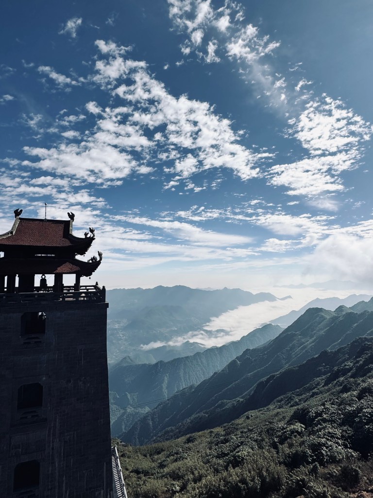View of mountains from the top of Fansipan Mountain in Sapa, Vietnam